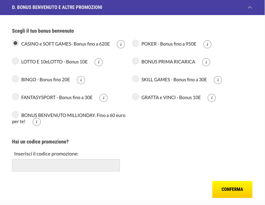 codice promozione lottomatica