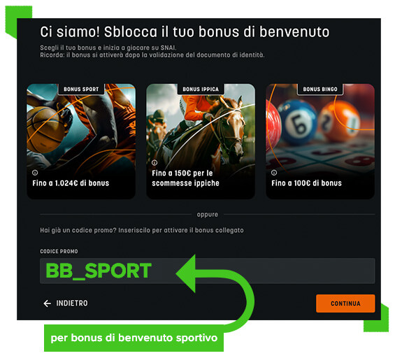 codice promo snai scommesse