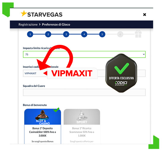 codice promozionale StarVegas 2025